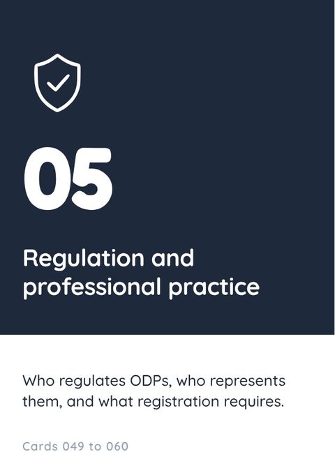 Flashcard part five, Regulation and professional practice, cards 049 to 060